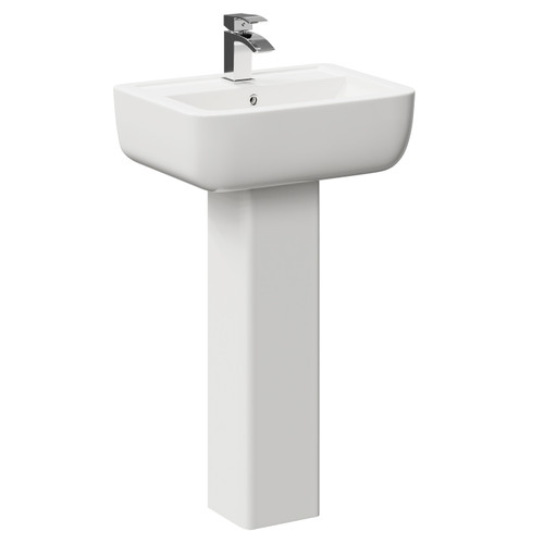 Tacoma 550mm Basin with 1 Tap Hole and Full Pedestal Left Hand View