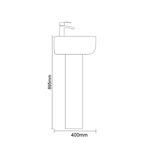 Tacoma 550mm Basin with 1 Tap Hole and Full Pedestal Dimensions