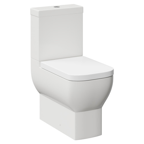 Tacoma Closed Back Close Coupled Toilet with Soft Close Toilet Seat Left Hand View