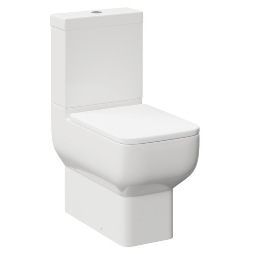 Tacoma Closed Back Close Coupled Toilet with Soft Close Toilet Seat Left Hand View