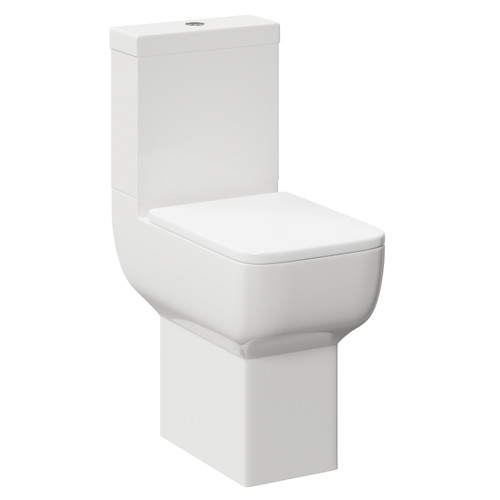 Tacoma Comfort Height Close Coupled Toilet with Soft Close Toilet Seat Left Hand View