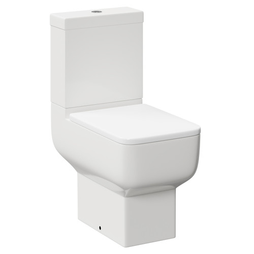 Tacoma Open Back Close Coupled Toilet with Soft Close Toilet Seat Left Hand View