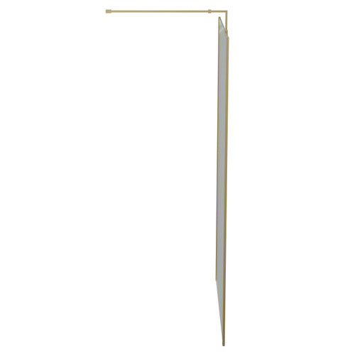 Colore Brushed Brass 2000mm x 1200mm 10mm Walk In Clear Glass Shower Screen including Wall Channel with End Profile and Support Bar View From the Side