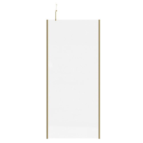 Colore Brushed Brass 2000mm x 900mm 10mm Walk In Clear Glass Shower Screen including Wall Channel with End Profile and Support Bar View From the Front