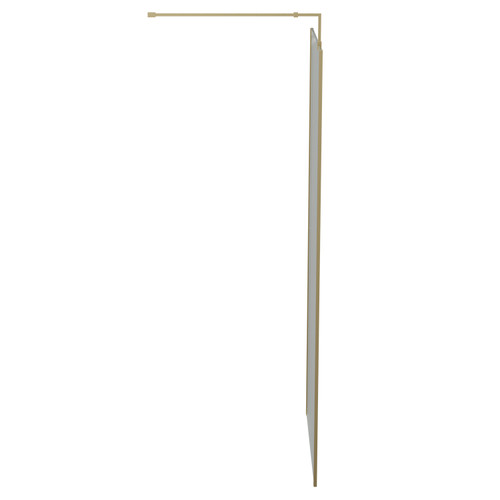 Colore Brushed Brass 2000mm x 900mm 10mm Walk In Clear Glass Shower Screen including Wall Channel with End Profile and Support Bar View From the Side