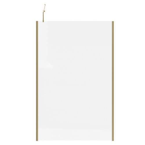 Colore Brushed Brass 1850mm x 1200mm 8mm Walk In Clear Glass Shower Screen including Wall Channel with End Profile and Support Bar View From the Front