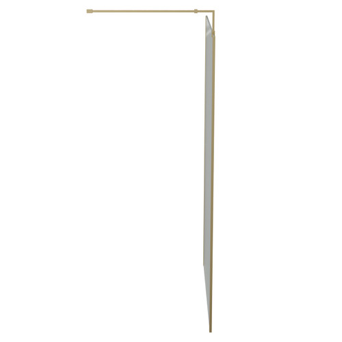 Colore Brushed Brass 1850mm x 1200mm 8mm Walk In Clear Glass Shower Screen including Wall Channel with End Profile and Support Bar View From the Side