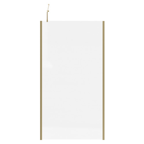 Colore Brushed Brass 1850mm x 1000mm 8mm Walk In Clear Glass Shower Screen including Wall Channel with End Profile and Support Bar View From the Front