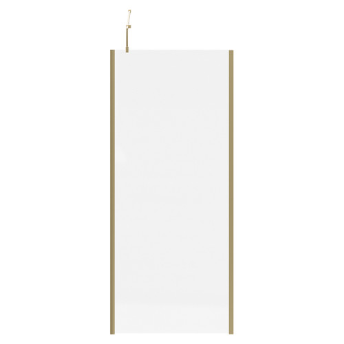 Colore Brushed Brass 1850mm x 800mm 8mm Walk In Clear Glass Shower Screen including Wall Channel with End Profile and Support Bar View From the Front