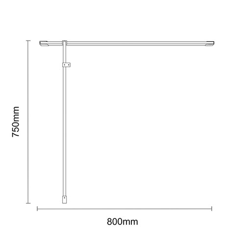 Colore Brushed Brass 1850mm x 800mm 8mm Walk In Clear Glass Shower Screen including Wall Channel with End Profile and Support Bar Dimensions