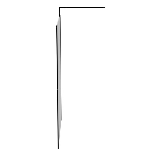 Colore Matt Black 1850mm x 1200mm 8mm Walk In Clear Glass Shower Screen including Wall Channel with End Profile and Support Bar View From the Side