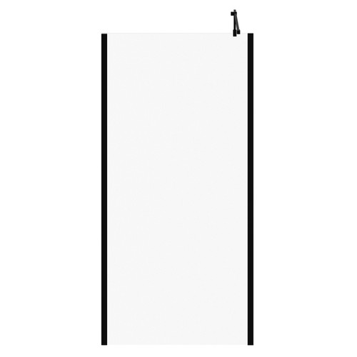 Colore Matt Black 1850mm x 900mm 8mm Walk In Clear Glass Shower Screen including Wall Channel with End Profile and Support Bar View From the Front