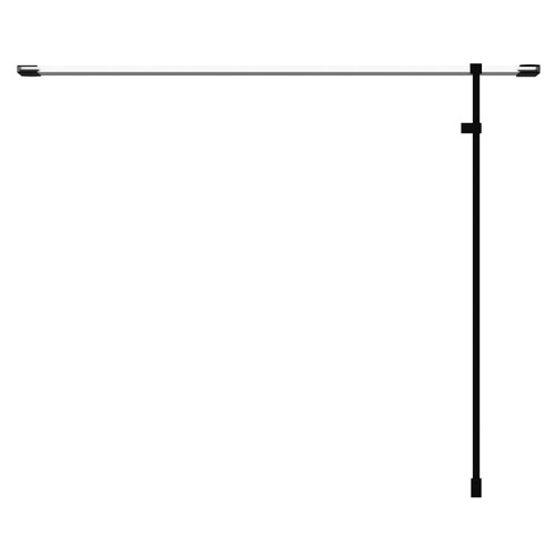 Colore Matt Black 1850mm x 900mm 8mm Walk In Clear Glass Shower Screen including Wall Channel with End Profile and Support Bar Top View From Above