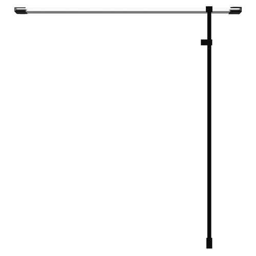 Colore Matt Black 1850mm x 700mm 8mm Walk In Clear Glass Shower Screen including Wall Channel with End Profile and Support Bar Top View From Above