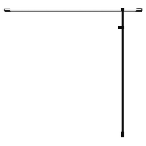 Colore Matt Black 1850mm x 800mm 8mm Walk In Clear Glass Shower Screen including Wall Channel with End Profile and Support Bar Top View From Above