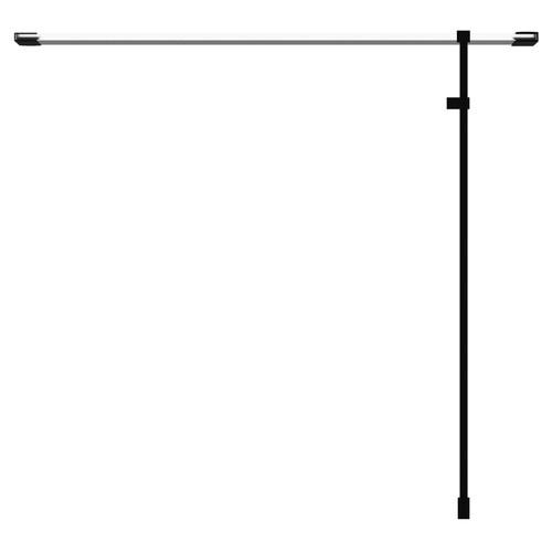 Colore Matt Black 1850mm x 800mm 8mm Walk In Clear Glass Shower Screen including Wall Channel with End Profile and Support Bar Top View From Above