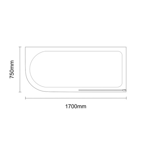 Oxford 1700mm x 750mm Right Hand Single Ended Freestanding Shower Bath with Bath Screen and Matt Black Claw Feet Dimensions