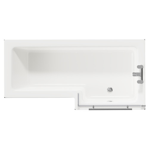 Loire 1700mm Right Hand L Shaped Shower Bath with Towel Rail Bath Screen and Nero Oak Front and End Bath Panel Top View