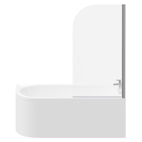 Arc 1700mm x 750mm Right Hand Curved Shower Bath with Bath Screen and Front Bath Panel Front View