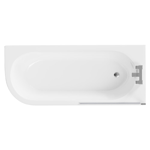 Arc 1700mm x 750mm Right Hand Curved Shower Bath with Bath Screen and Front Bath Panel Top View From Above