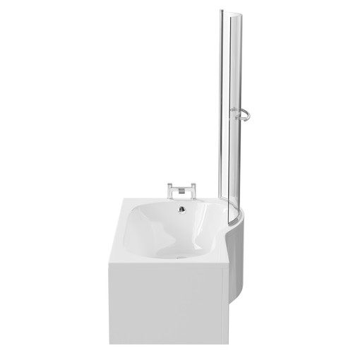 Bayou 1700mm Right Hand B Shaped Shower Bath with Towel Rail Bath Screen and Front Bath Panel Side View