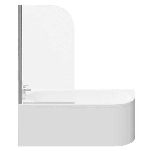 Arc 1700mm x 750mm Left Hand Curved Shower Bath with Bath Screen and Front Bath Panel Front View