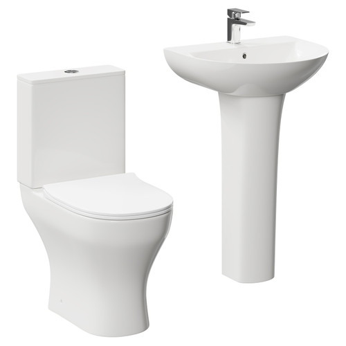 Jubilee 550mm Full Pedestal Basin and Open Back Toilet Suite Left Hand View