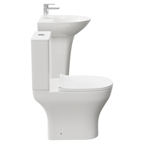 Jubilee 550mm Full Pedestal Basin and Open Back Toilet Suite Side View