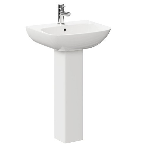 A modern basin with full height pedestal