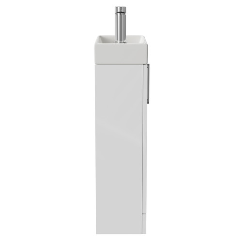 Napoli Compact Gloss White 400mm Floor Standing Vanity Unit with 1 Tap Hole Basin and Single Door with Polished Chrome Handle Side View