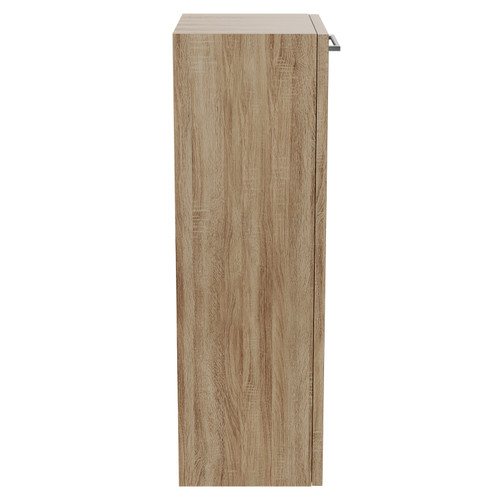 Napoli Bordalino Oak 350mm Wall Mounted Side Cabinet with Single Door and Polished Chrome Handle Side on View