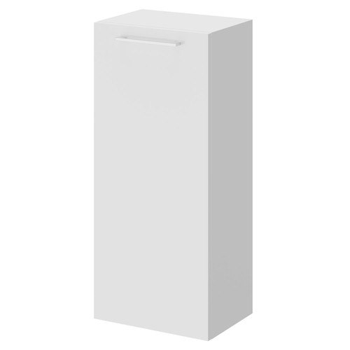 Napoli Gloss White 350mm Wall Mounted Side Cabinet with Single Door and Polished Chrome Handle Right Hand Side View