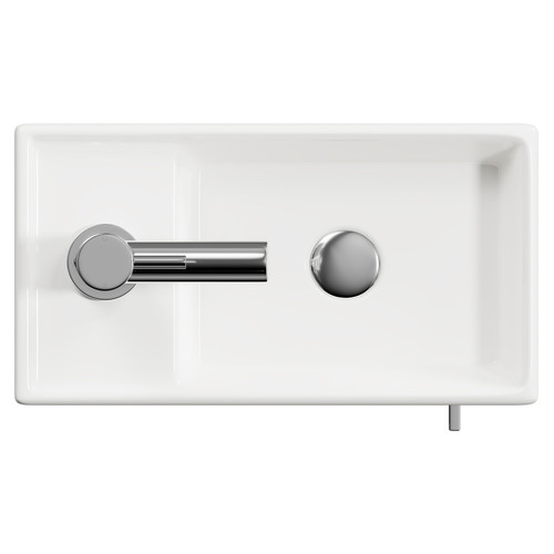 Napoli Compact Gloss Grey 400mm Wall Mounted Vanity Unit with 1 Tap Hole Basin and Single Door with Polished Chrome Handle Top View