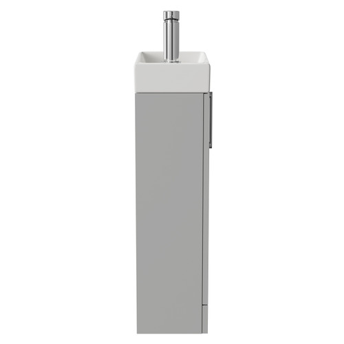 Napoli Compact Gloss Grey Pearl 400mm Floor Standing Vanity Unit with 1 Tap Hole Basin and Single Door with Polished Chrome Handle Side View