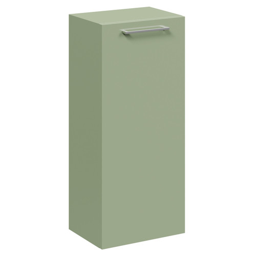 Napoli Olive Green 350mm Wall Mounted Side Cabinet with Single Door and Polished Chrome Handle Left Hand Side View