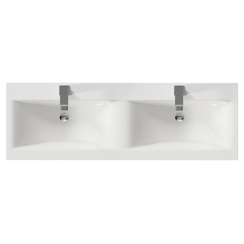 City Molina Ash 1200mm Wall Mounted 4 Drawer Vanity Unit and Double Ceramic Basin with 1 Tap Hole Top View from Above