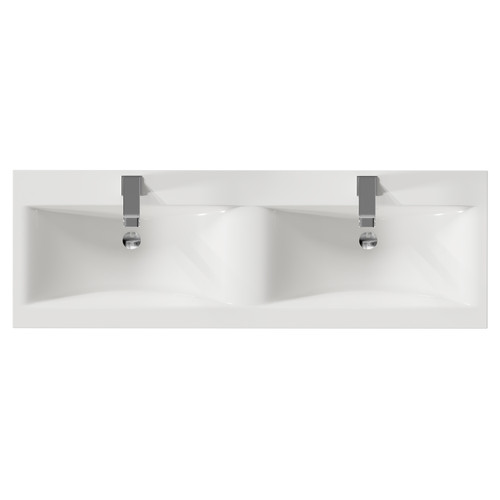 City Gloss White 1200mm Wall Mounted 4 Drawer Vanity Unit and Double Ceramic Basin with 1 Tap Hole Top View from Above