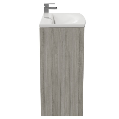 City Molina Ash 800mm Floor Standing 2 Drawer Vanity Unit and Curved Basin with 1 Tap Hole View from the Side