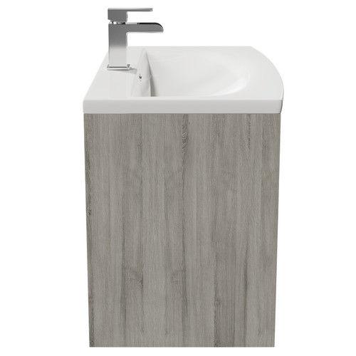 City Molina Ash 800mm Wall Mounted 2 Drawer Vanity Unit and Curved Basin with 1 Tap Hole View from the Side