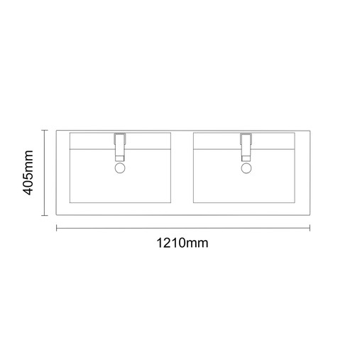 City Gloss Grey 1200mm Wall Mounted 4 Drawer Vanity Unit and Twin Polymarble Basin with 1 Tap Hole Dimensions