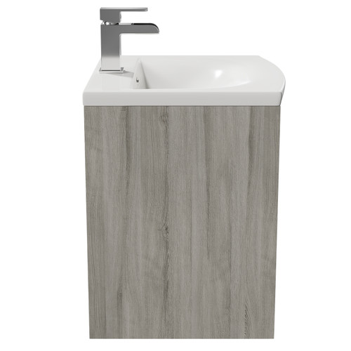 City Molina Ash 500mm Wall Mounted 2 Drawer Vanity Unit and Curved Basin with 1 Tap Hole View from the Side