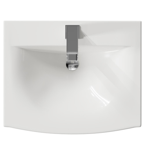 City Gloss White 500mm Wall Mounted 2 Drawer Vanity Unit and Curved Basin with 1 Tap Hole Top View from Above