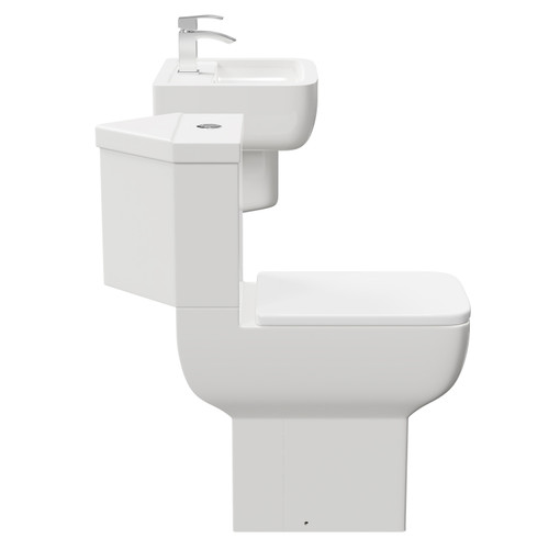 Tacoma 550mm Semi Pedestal Basin and Comfort Height Corner Toilet Suite View from the Side