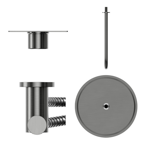 Colore Round Gunmetal Grey Concealed Triple Thermostatic Valve Mixer Shower Including 300mm Fixed Shower Head with Wall Arm and Shower Outlet Holder with Kit Top View from Above