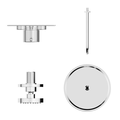 Circo Polished Chrome Concealed Push Button Twin Thermostatic Shower Valve with Round Fixed Shower Head and Body Jets Top View from Above