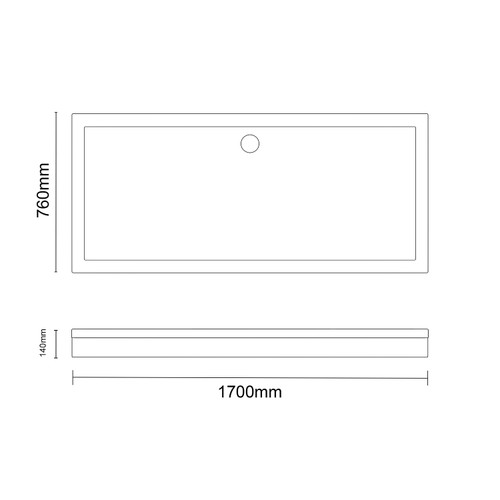 Pearlstone Slate 1700mm x 760mm x 40mm Rectangular Shower Tray and Plinth Dimensions