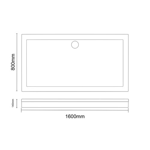 Pearlstone Slate 1600mm x 800mm x 40mm Rectangular Shower Tray and Plinth Dimensions
