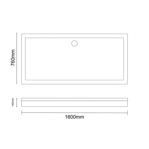 Pearlstone Slate 1600mm x 760mm x 40mm Rectangular Shower Tray and Plinth Dimensions