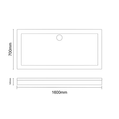 Pearlstone Slate 1600mm x 700mm x 40mm Rectangular Shower Tray and Plinth Dimensions