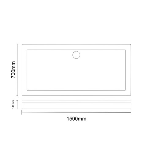 Pearlstone Slate 1500mm x 700mm x 40mm Rectangular Shower Tray and Plinth Dimensions